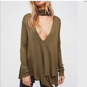 Free People Uptown Turtle Army Green top